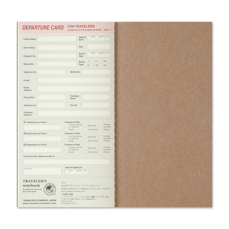 TRAVELER'S notebook - agenda semainier 2026 avec notes (regular size)