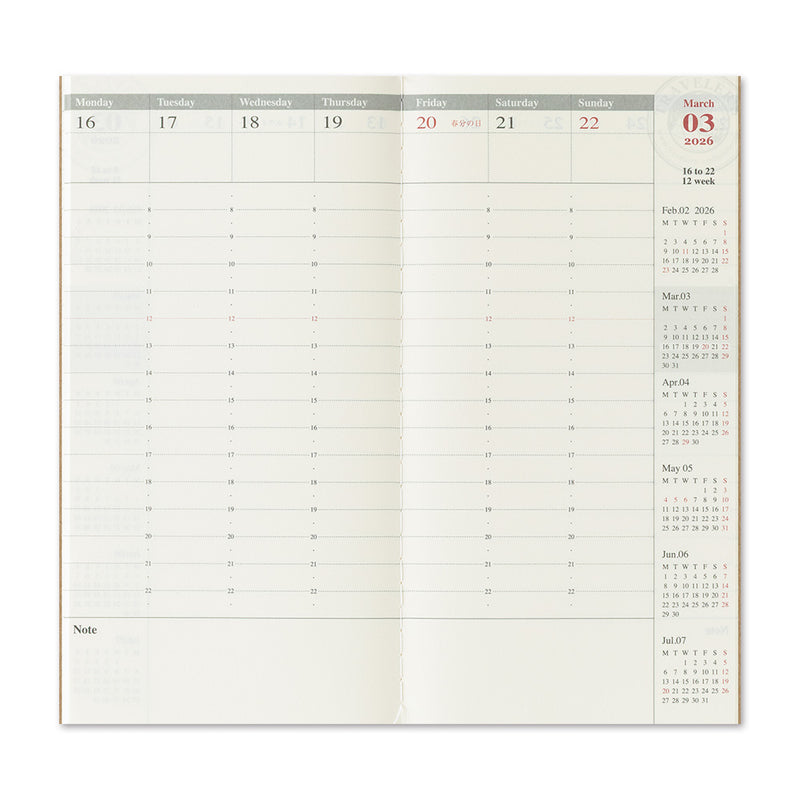 TRAVELER'S notebook - agenda semainier 2026 (regular size)