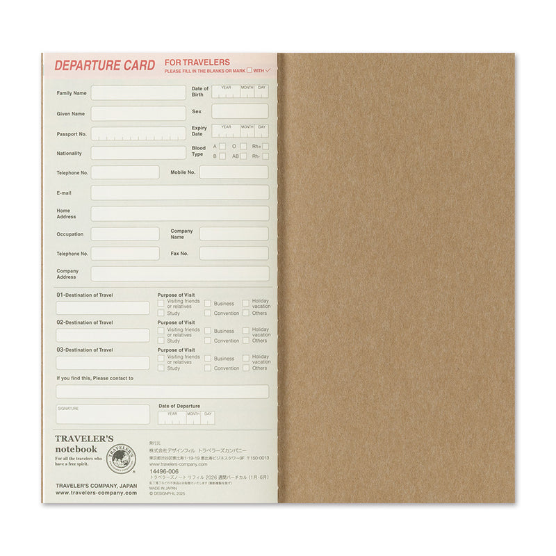 TRAVELER'S notebook - agenda semainier 2026 (regular size)