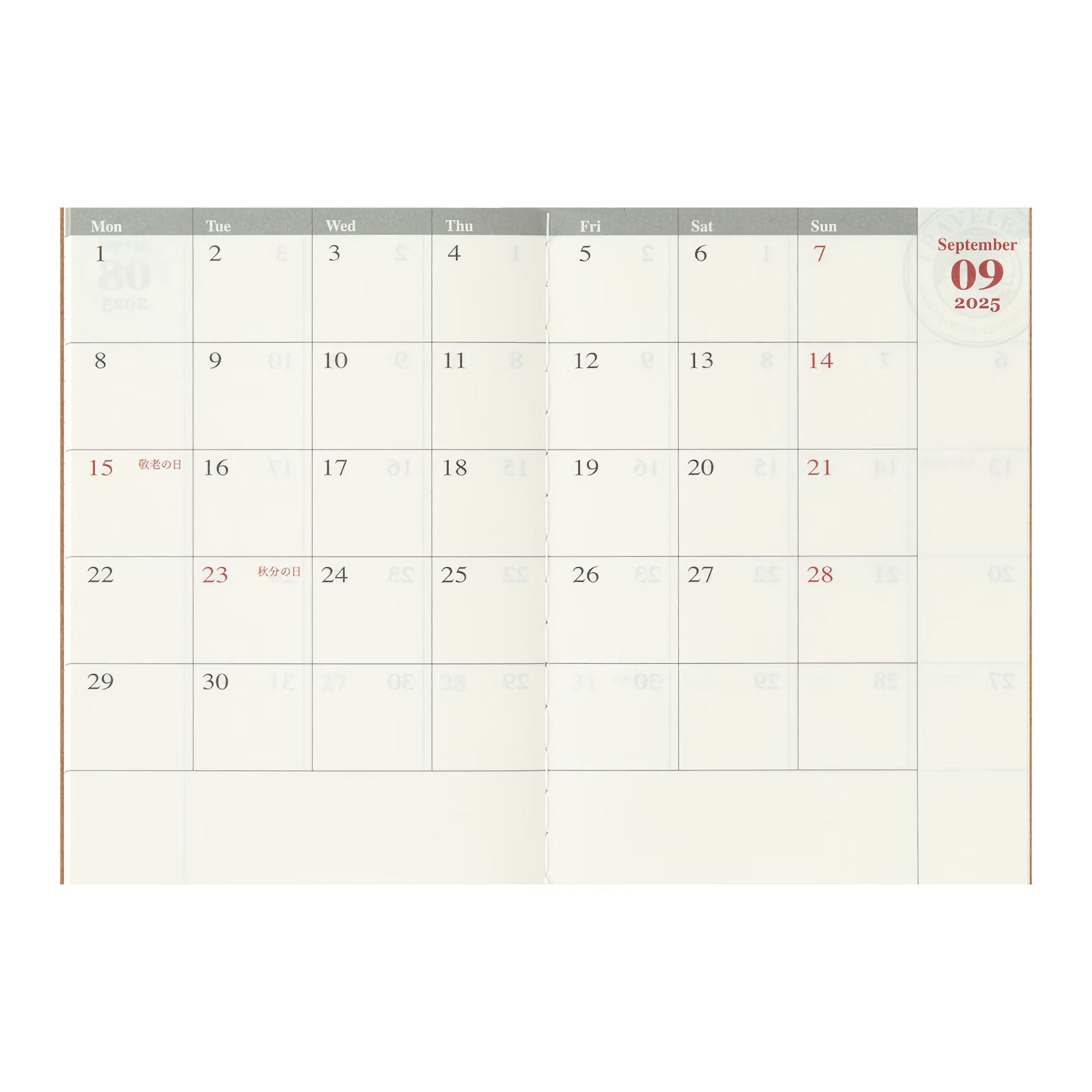 TRAVELER'S notebook - agenda mensuel 2025 (passport size) - TN Passport size - Mensuel -