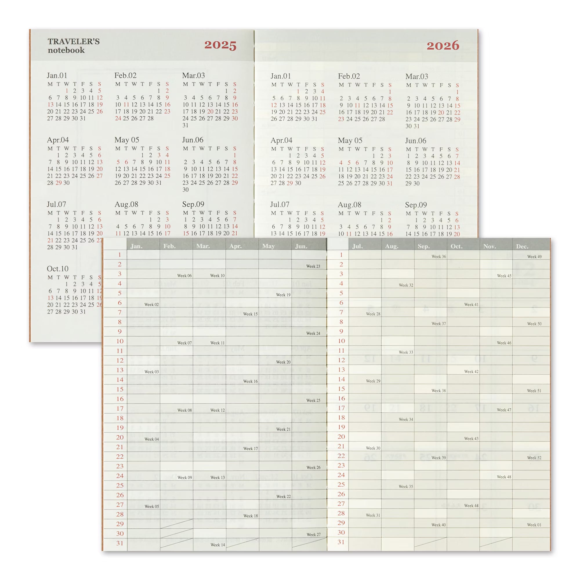 TRAVELER'S notebook - agenda mensuel 2025 (passport size) - TN Passport size - Mensuel -