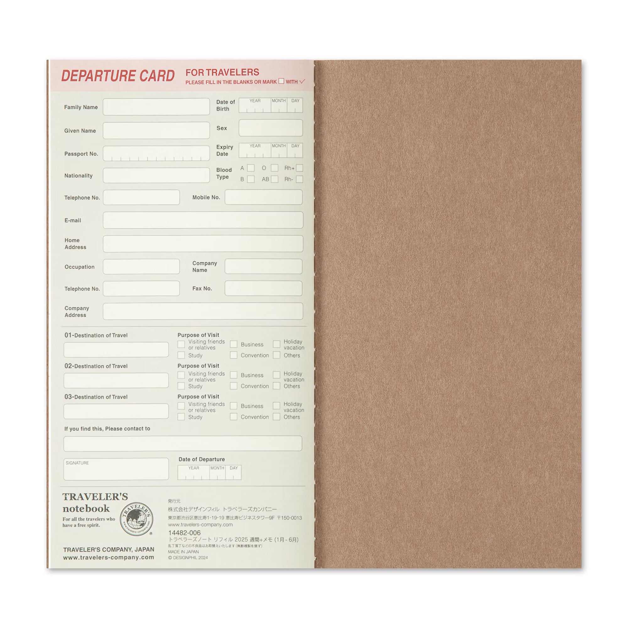 TRAVELER'S notebook - agenda semainier 2025 avec notes (regular size) - TN Regular size - 1 semaine + notes -