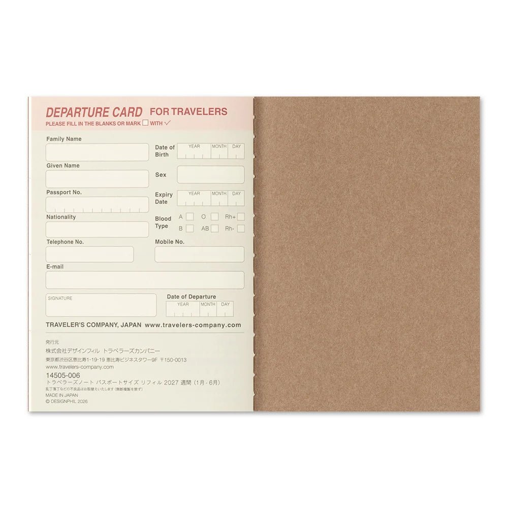 TRAVELER'S notebook - agenda semainier 2027 (passport size) -