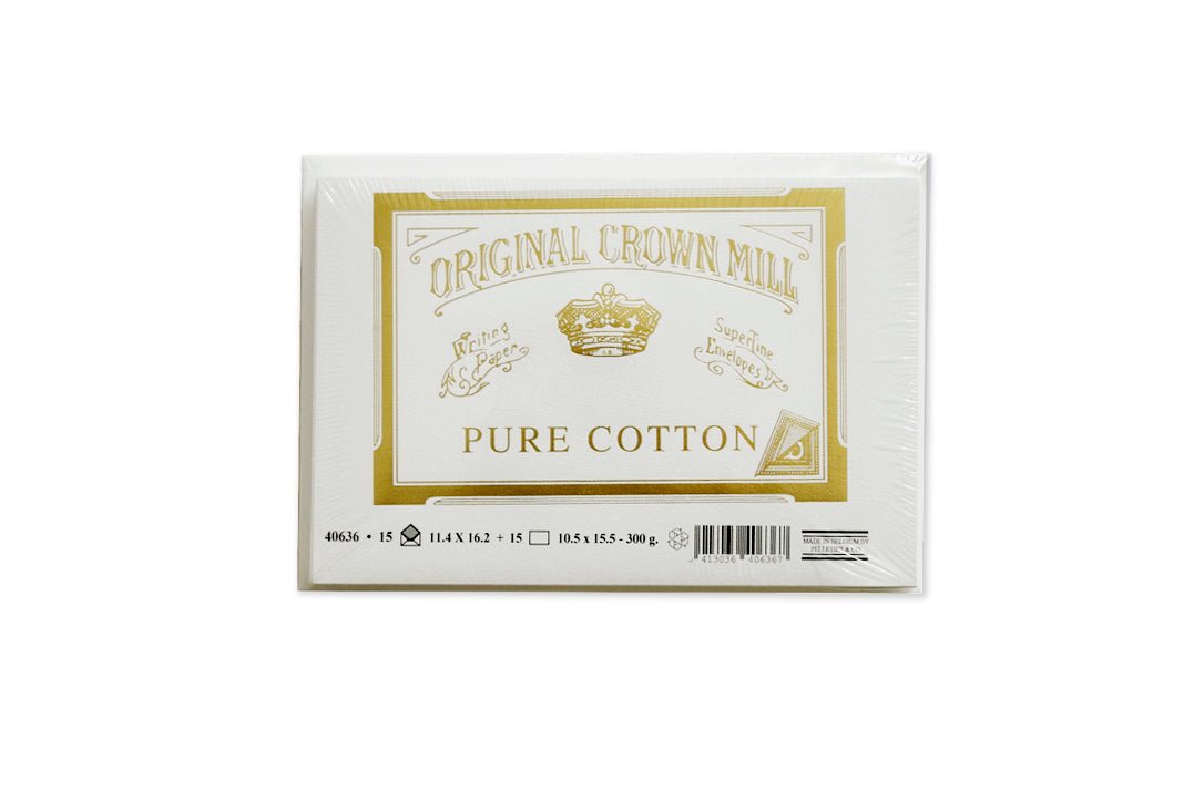 15 cartes et enveloppes Pur Coton format C6 - 10.5 x 15.5 cm | 11.4 x 16.2 cm - 300 g/m² - Crème - 5413036406367