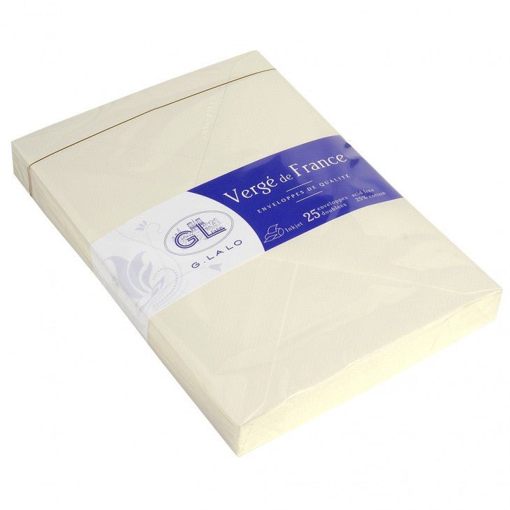 25 enveloppes Vergé de France format C6 - 11.4 x 16.2 cm - 100 g/m² - Ivoire - 3140290214163