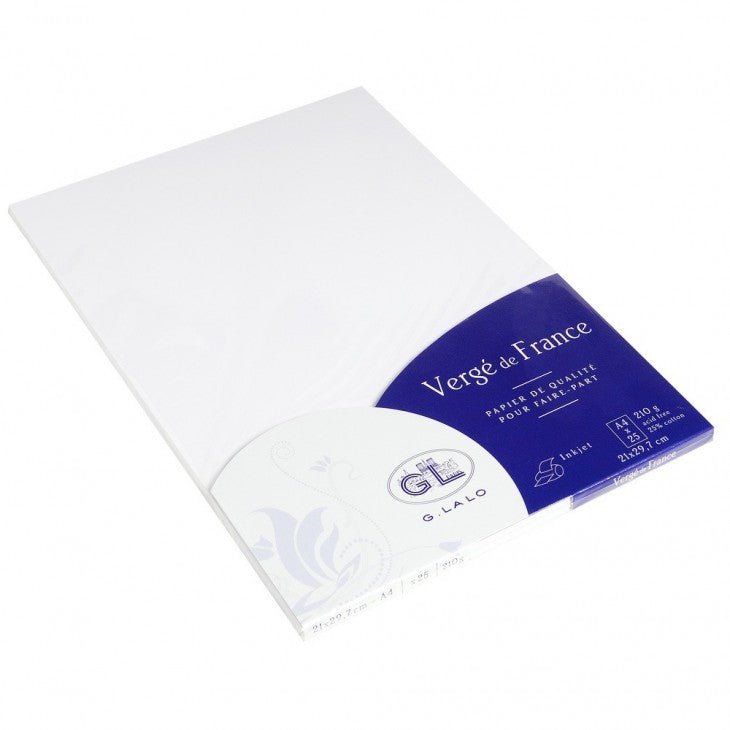 25 feuilles Vergé de France - A4 - 210 g/m² - Extra-blanc - 3140290410503