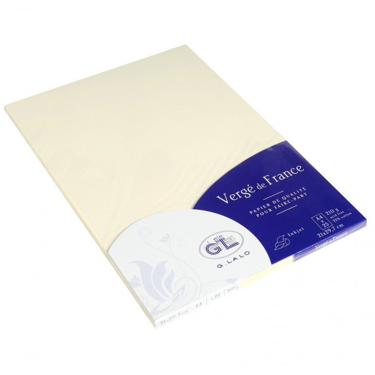 25 feuilles Vergé de France - A4 - 210 g/m² - Ivoire - 3140290410169