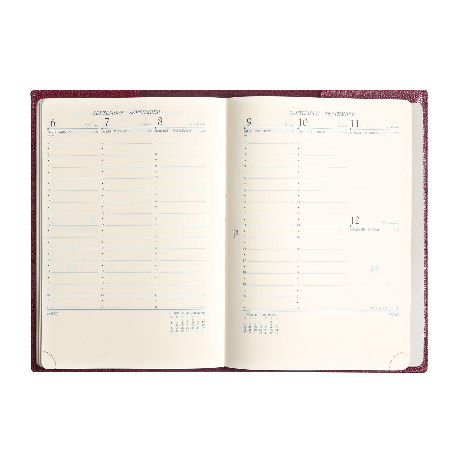 Agenda MIGNON A22 Bornéo - 23.2 x 16 cm - 1 semaine sur 2 pages - Figue - 3489392235981