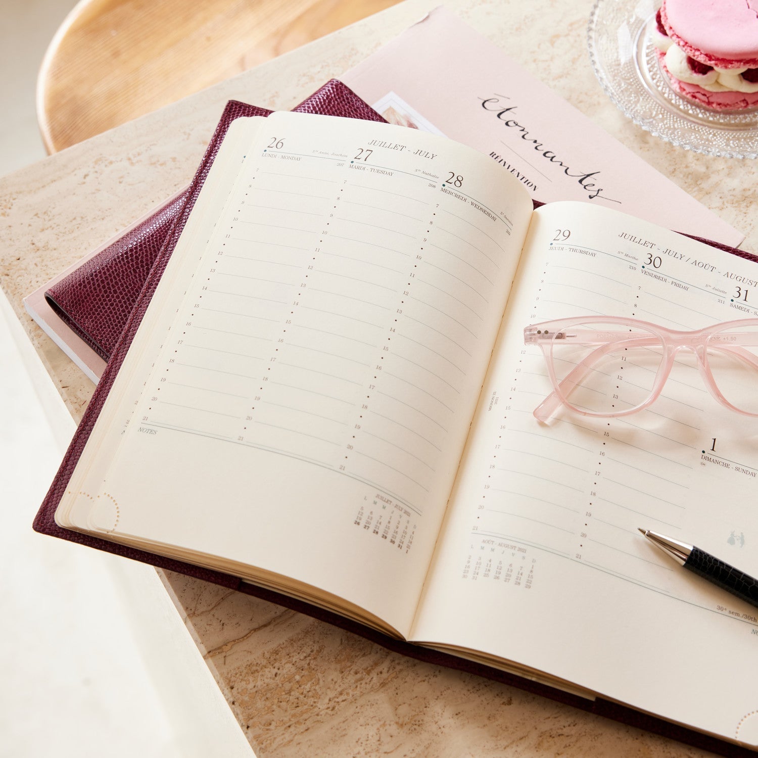 Agenda MIGNON A22 Bornéo - 23.2 x 16 cm - 1 semaine sur 2 pages - Figue - 3489392235981