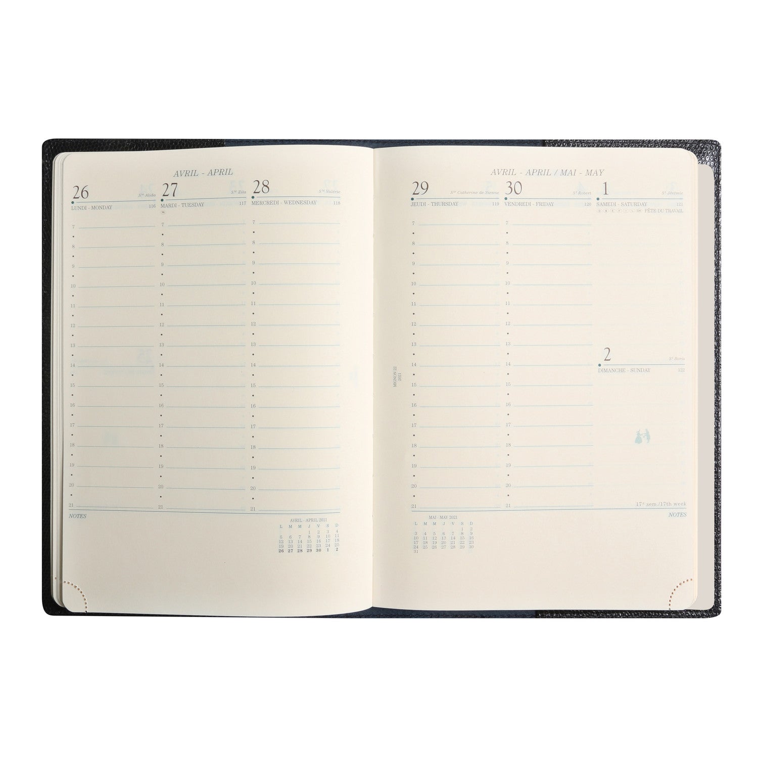 Agenda MIGNON A22 Bornéo - 23.2 x 16 cm - 1 semaine sur 2 pages - Noir - 3489392235912