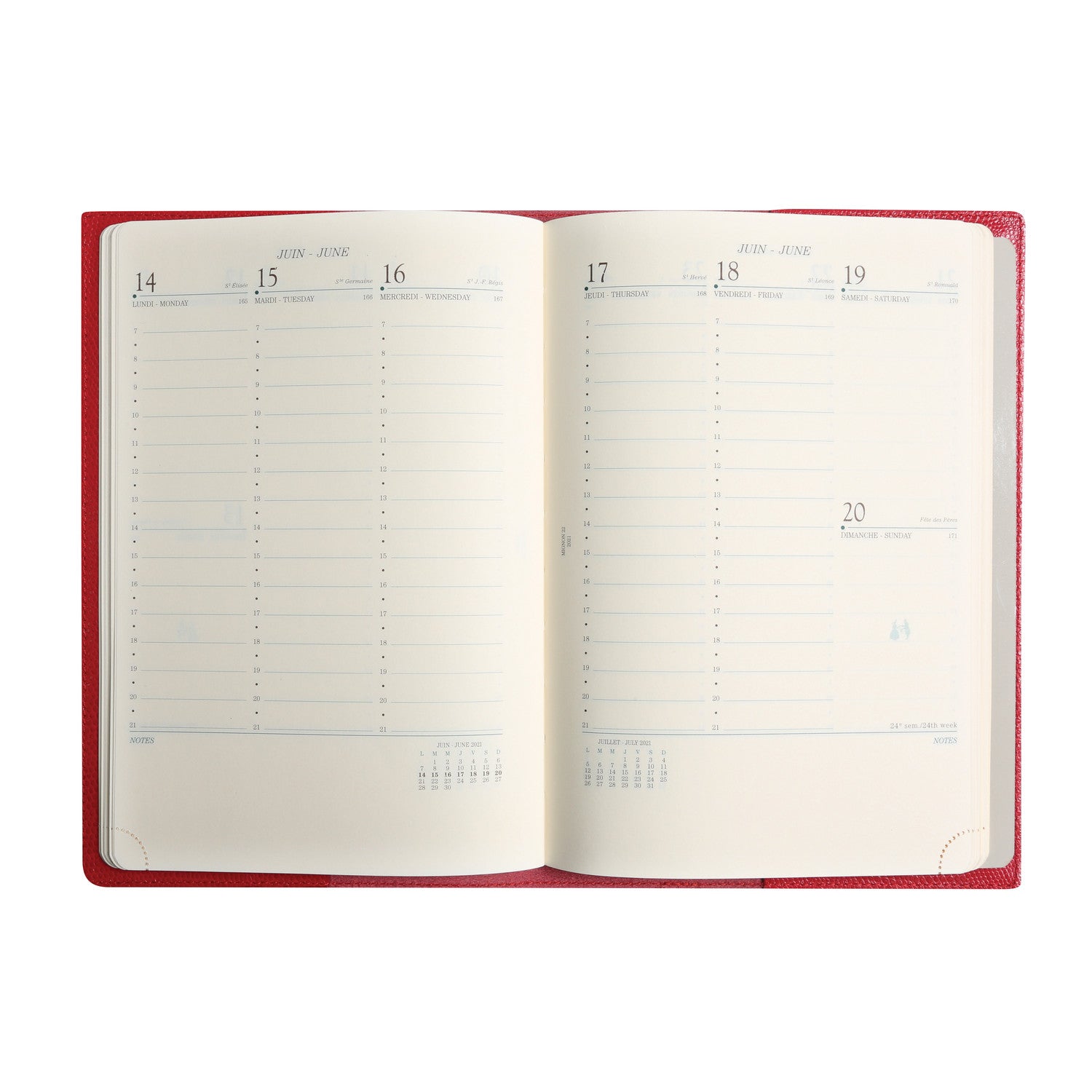 Agenda MIGNON A22 Bornéo - 23.2 x 16 cm - 1 semaine sur 2 pages - Rouge Garance - 3489392235950
