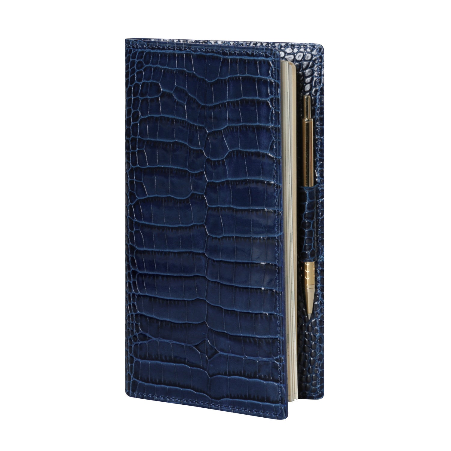 Agenda MIGNON AS16 - 8,8 x 16,5 cm - 1 semaine sur 2 pages - Orientation horizontale - Croco Savannah bleu marine