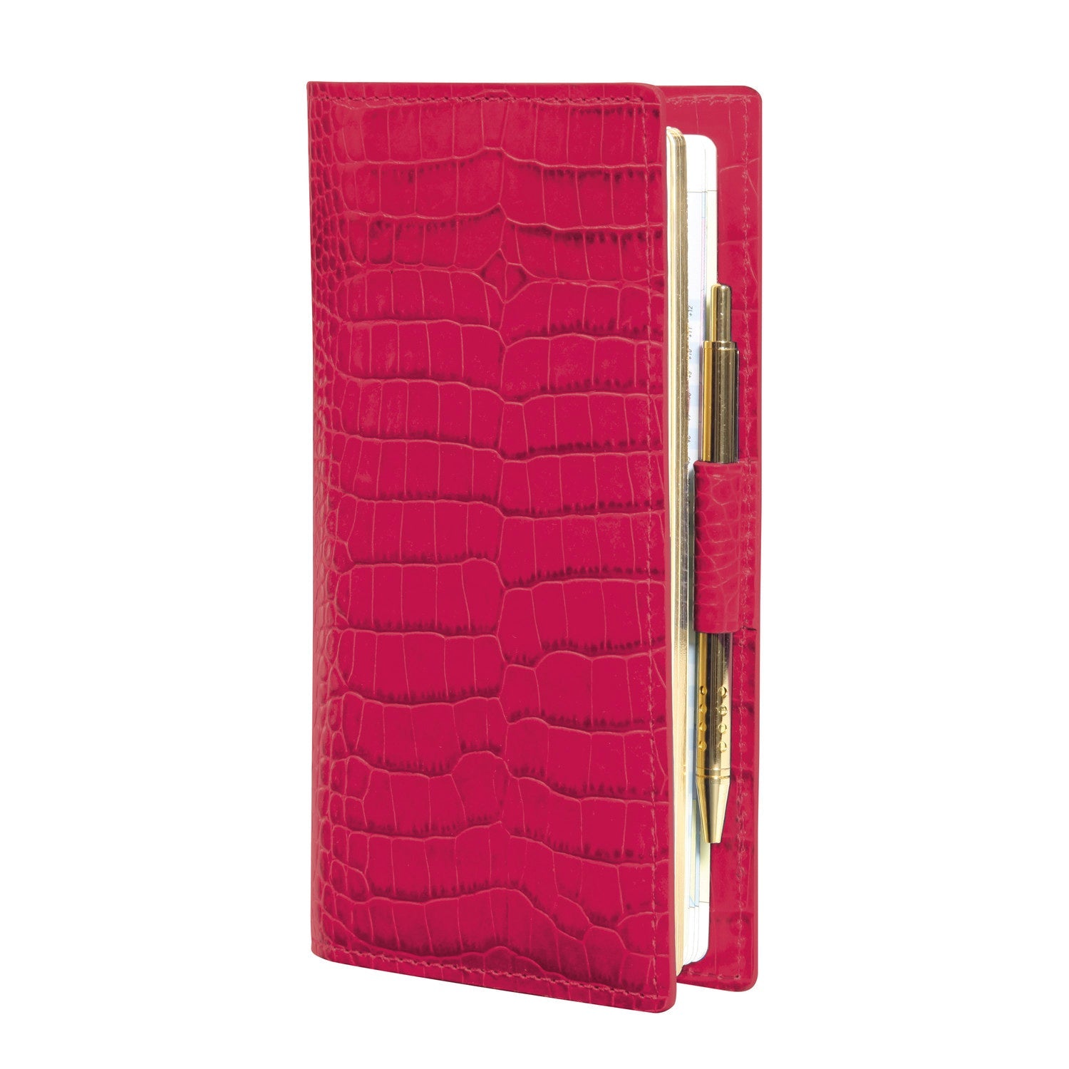 Agenda MIGNON AS16 - 8,8 x 16,5 cm - 1 semaine sur 2 pages - Orientation horizontale - Croco Savannah framboise royale