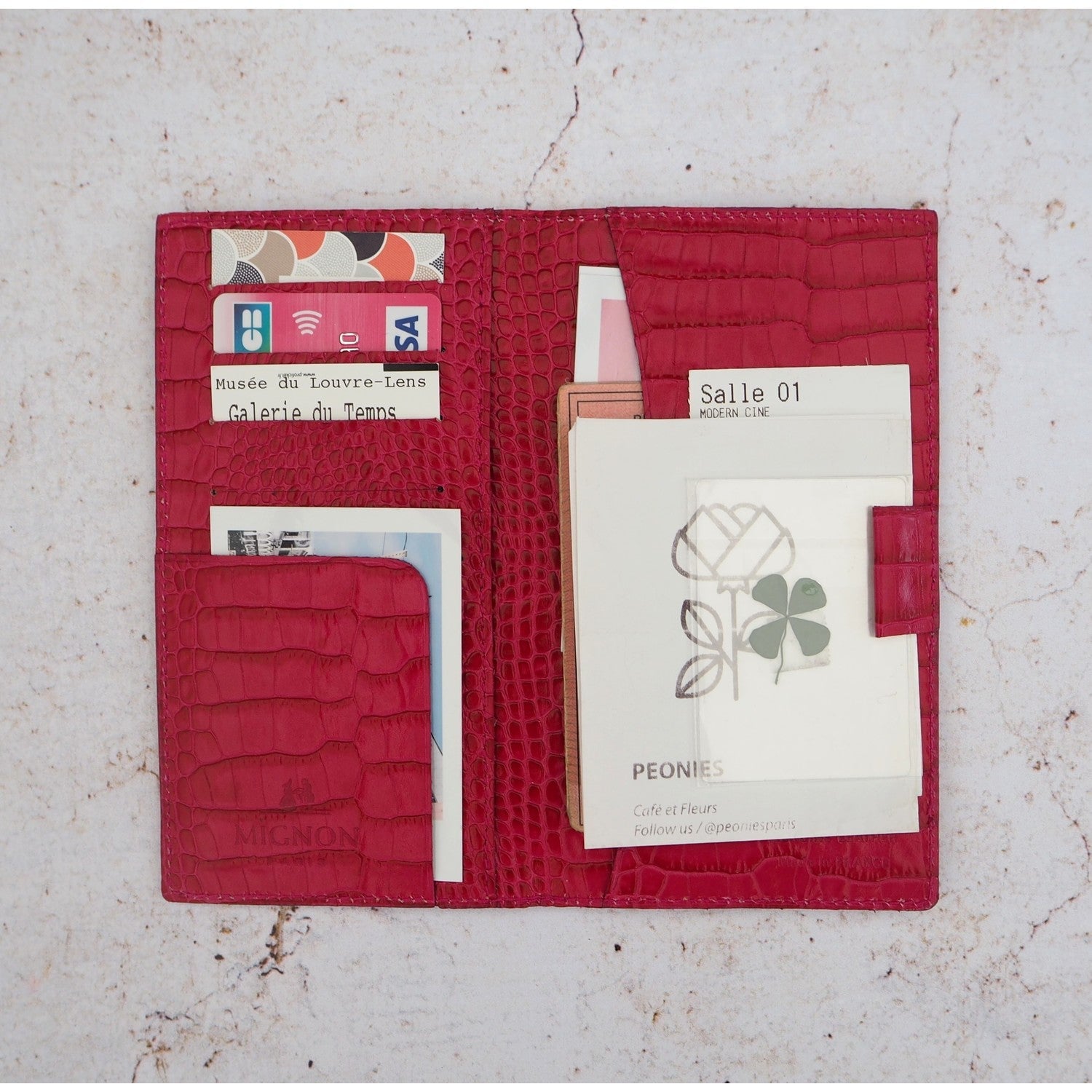 Agenda MIGNON AS16 - 8,8 x 16,5 cm - 1 semaine sur 2 pages - Orientation horizontale - Croco Savannah framboise royale