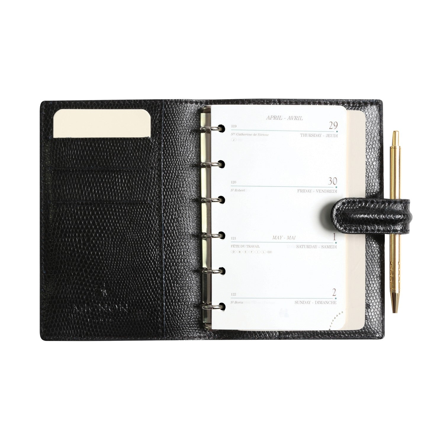 Organiseur MIGNON SK12 - 9 x 13 cm - 1 semaine sur 2 pages - Orientation horizontale - Bornéo noir