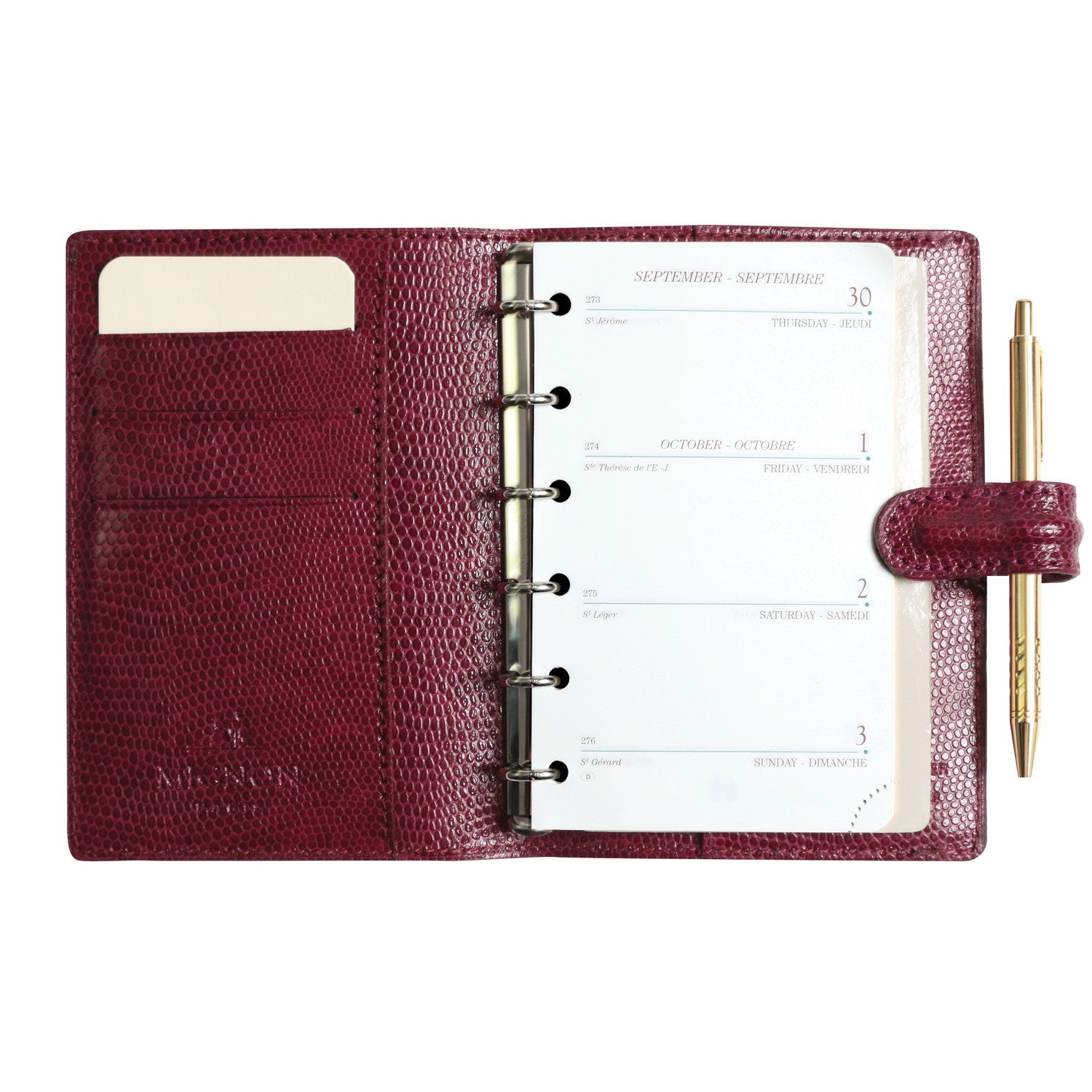 Organiseur MIGNON SK12 - 9 x 13 cm - 1 semaine sur 2 pages - Orientation horizontale - Bornéo figue