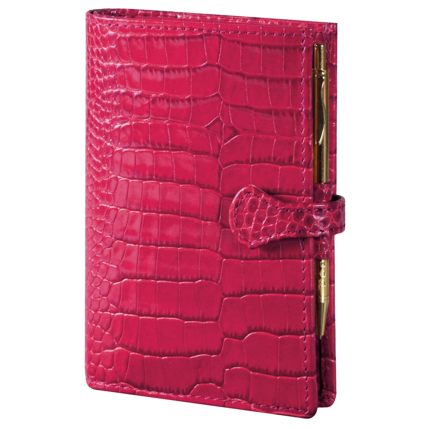 Organiseur MIGNON SK12 - 9 x 13 cm - 1 semaine sur 2 pages - Orientation horizontale - Croco Savannah framboise royale