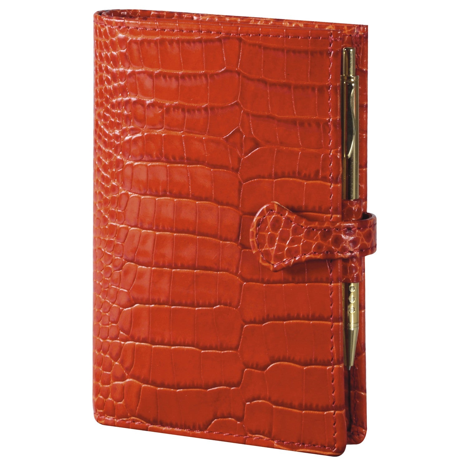Organiseur MIGNON SK12 - 9 x 13 cm - 1 semaine sur 2 pages - Orientation horizontale - Croco Savannah orange