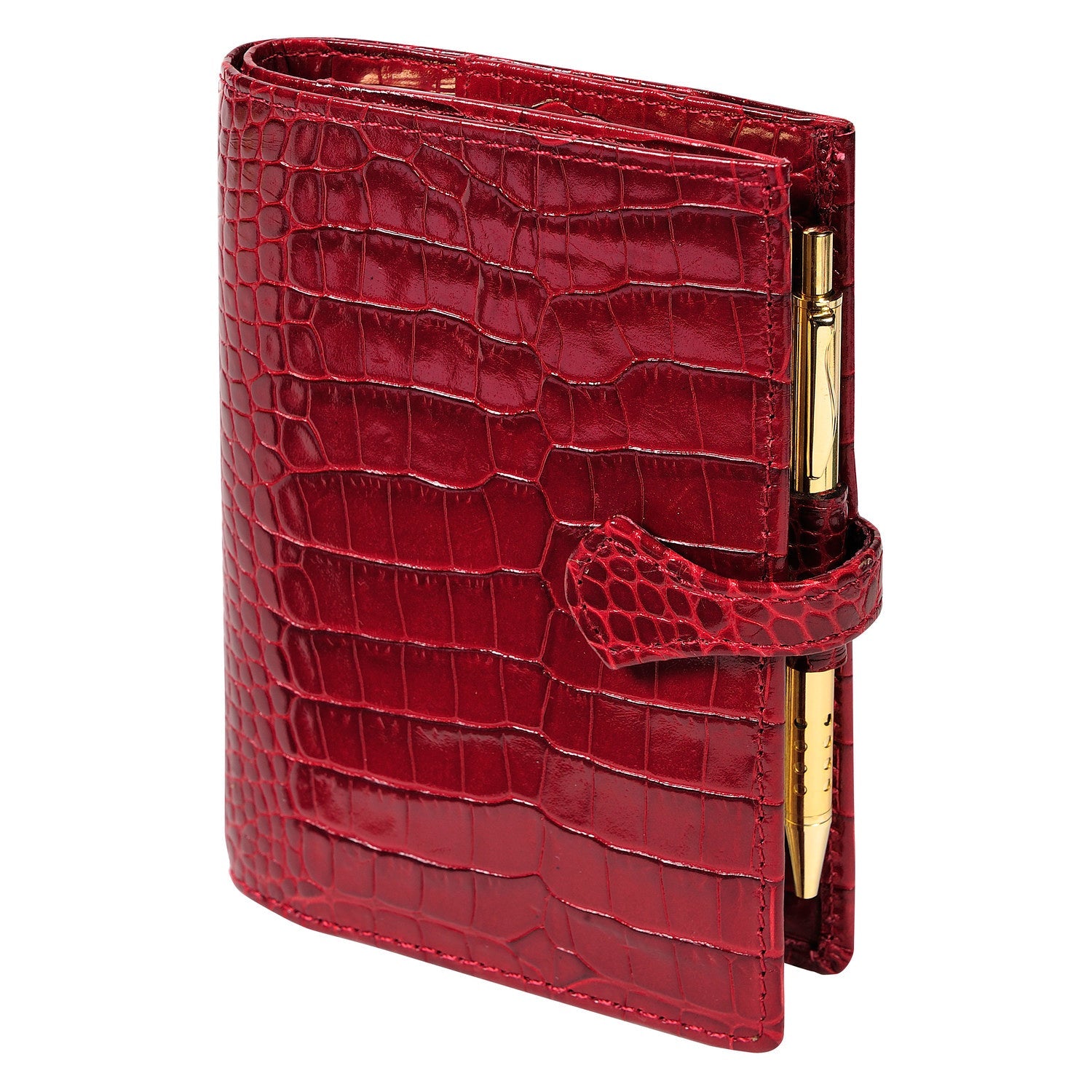 Organiseur MIGNON SK12 - 9 x 13 cm - 1 semaine sur 2 pages - Orientation horizontale - Croco Savannah rouge