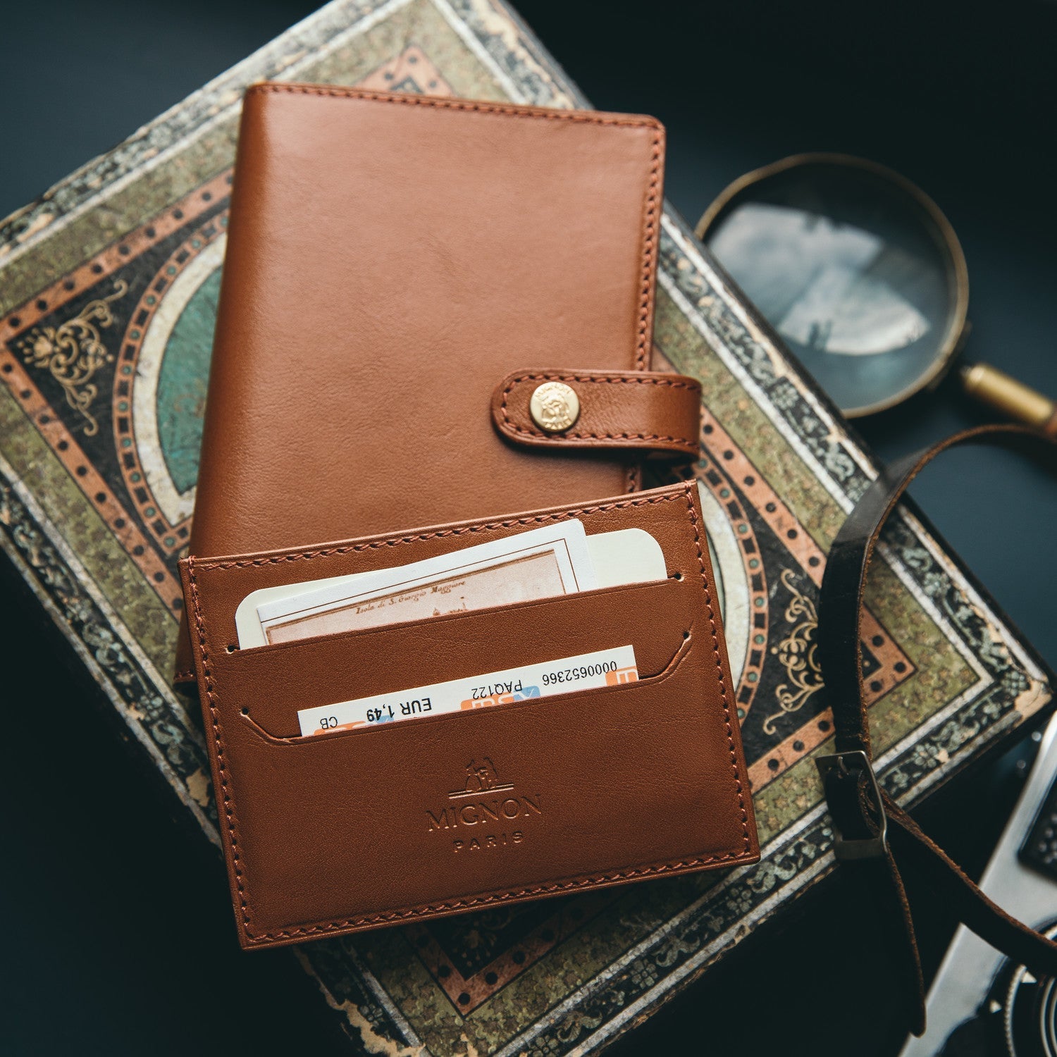 Organiseur MIGNON SK12 - 9 x 13 cm - 1 semaine sur 2 pages - Orientation horizontale - Veau Boboli camel