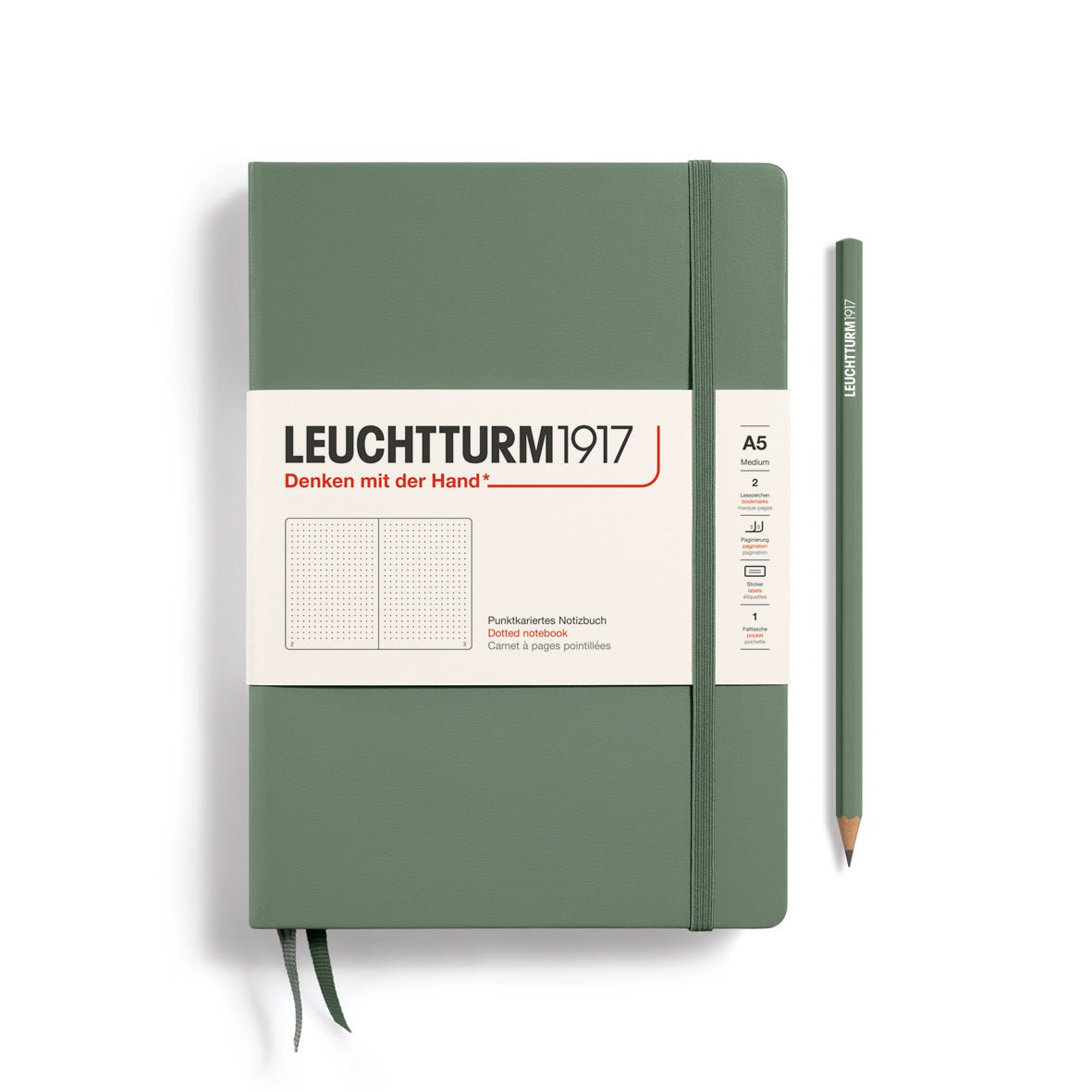 Carnet LEUCHTTURM1917 Classic Rigide Pointillé - A5 - Pointillé - Olive - 4004117609381