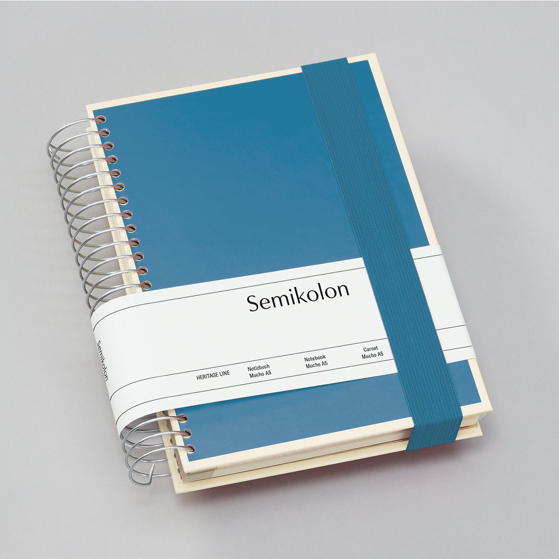 Carnet spiralé SEMIKOLON Mucho - A5 - Ligné/Pointillé/Uni - Azzurro -