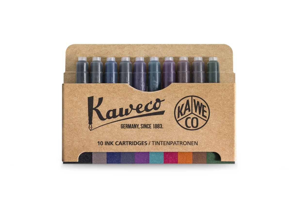 Cartouches KAWECO Édition Anniversaire 140 Ans - Caramel Brown / Midnight Blue / Palm Green / Paradise Blue / Pearl Black / Royal Blue / Ruby Red / Smokey Grey / Sunrise Orange / Summer Purple - - 4251734923578
