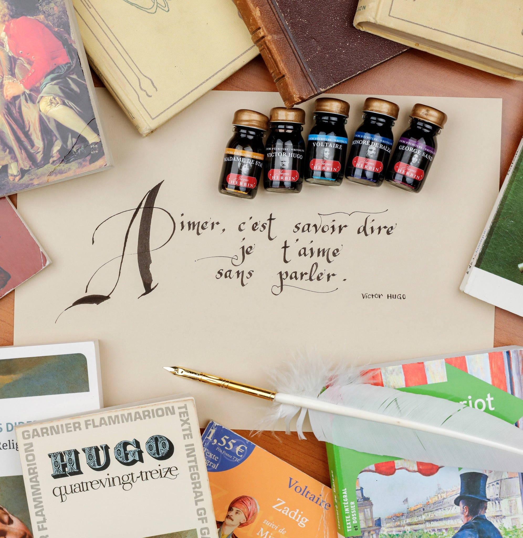 Coffret des Écrivains JACQUES HERBIN - 5 flacons d'encre - 10 ml - Assorties - 3188550271006