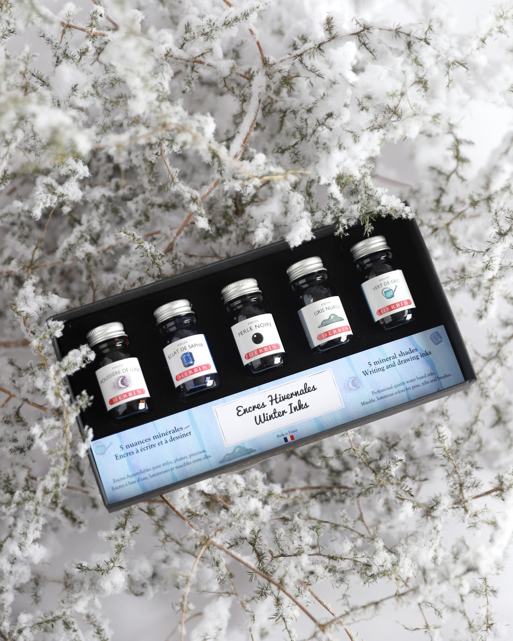 Coffret Encres Hivernales JACQUES HERBIN - 5 flacons d'encre - 10 ml - Assorties - 3188550185044