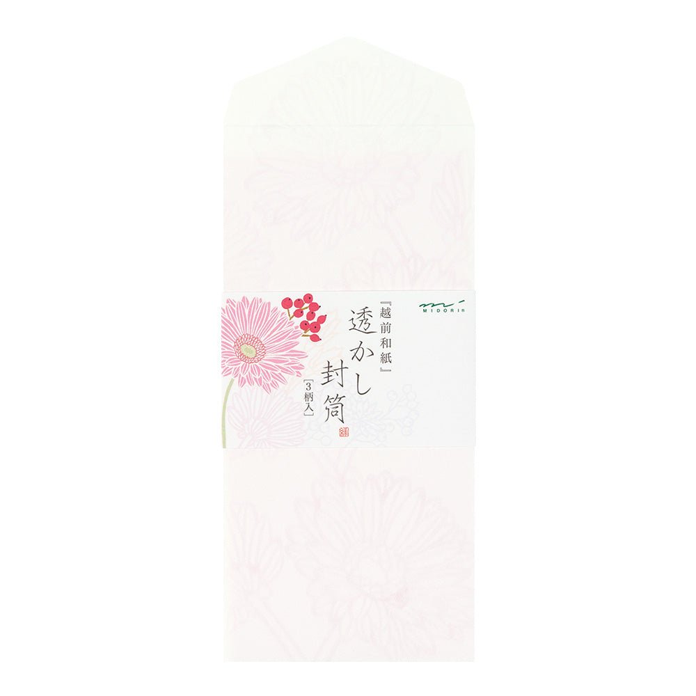 Enveloppes MIDORI Bouquet Rose - 18.8 x 9 cm - Illustré - -
