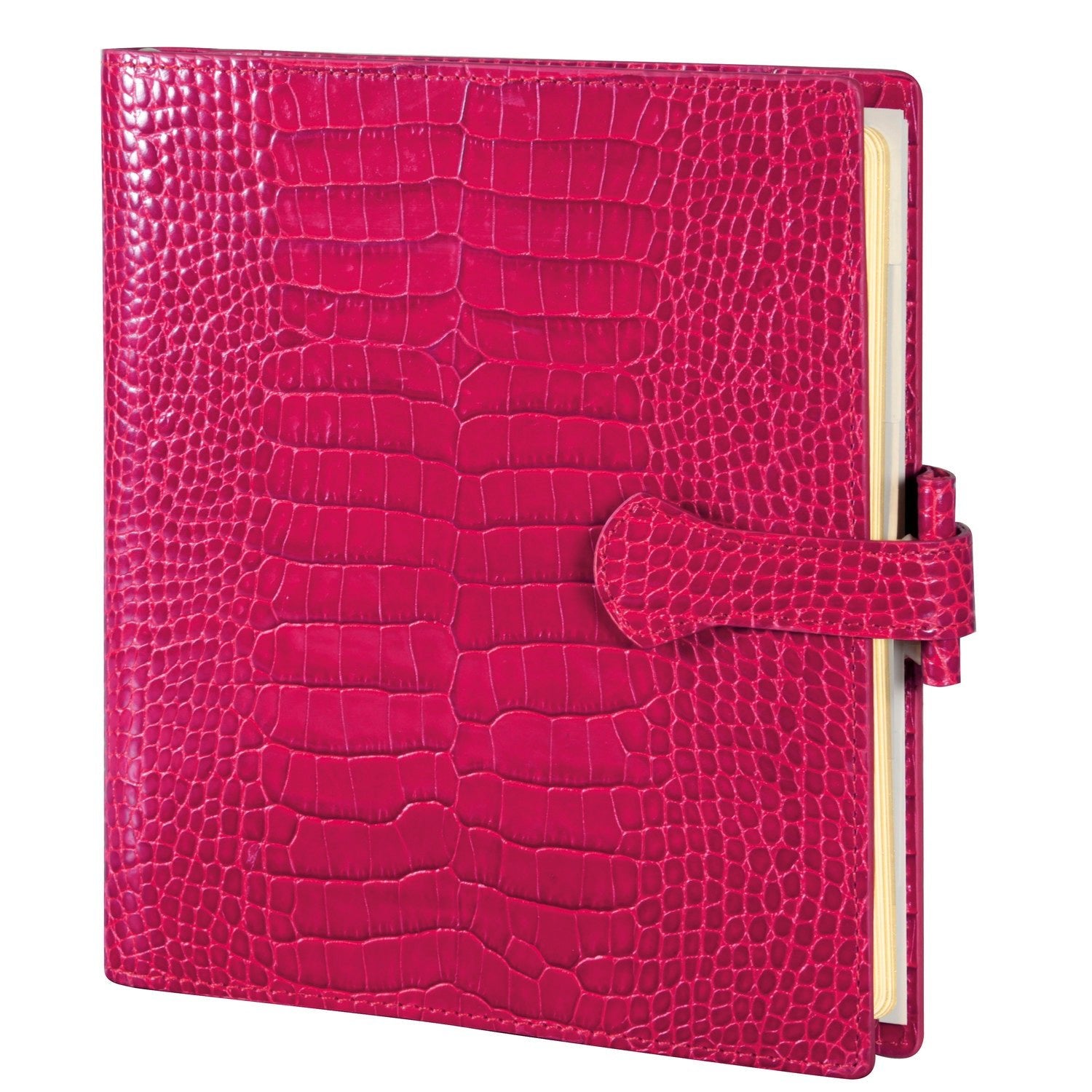 Organiseur Mignon AK17 Croco Savannah - 18.5 x 16.8 cm - 1 semaine sur 2 pages - Framboise -