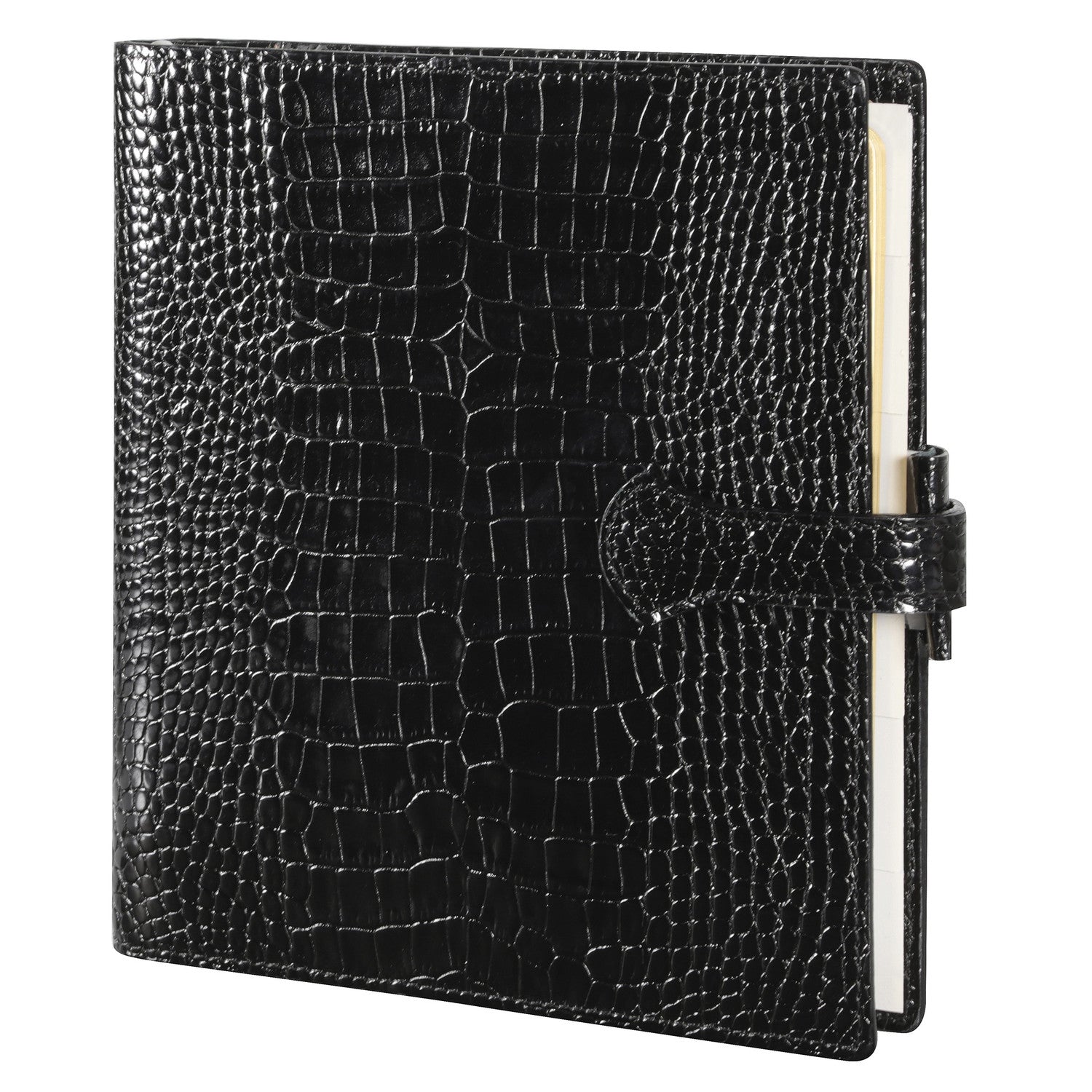 Organiseur Mignon AK17 Croco Savannah - 18.5 x 16.8 cm - 1 semaine sur 2 pages - Noir -