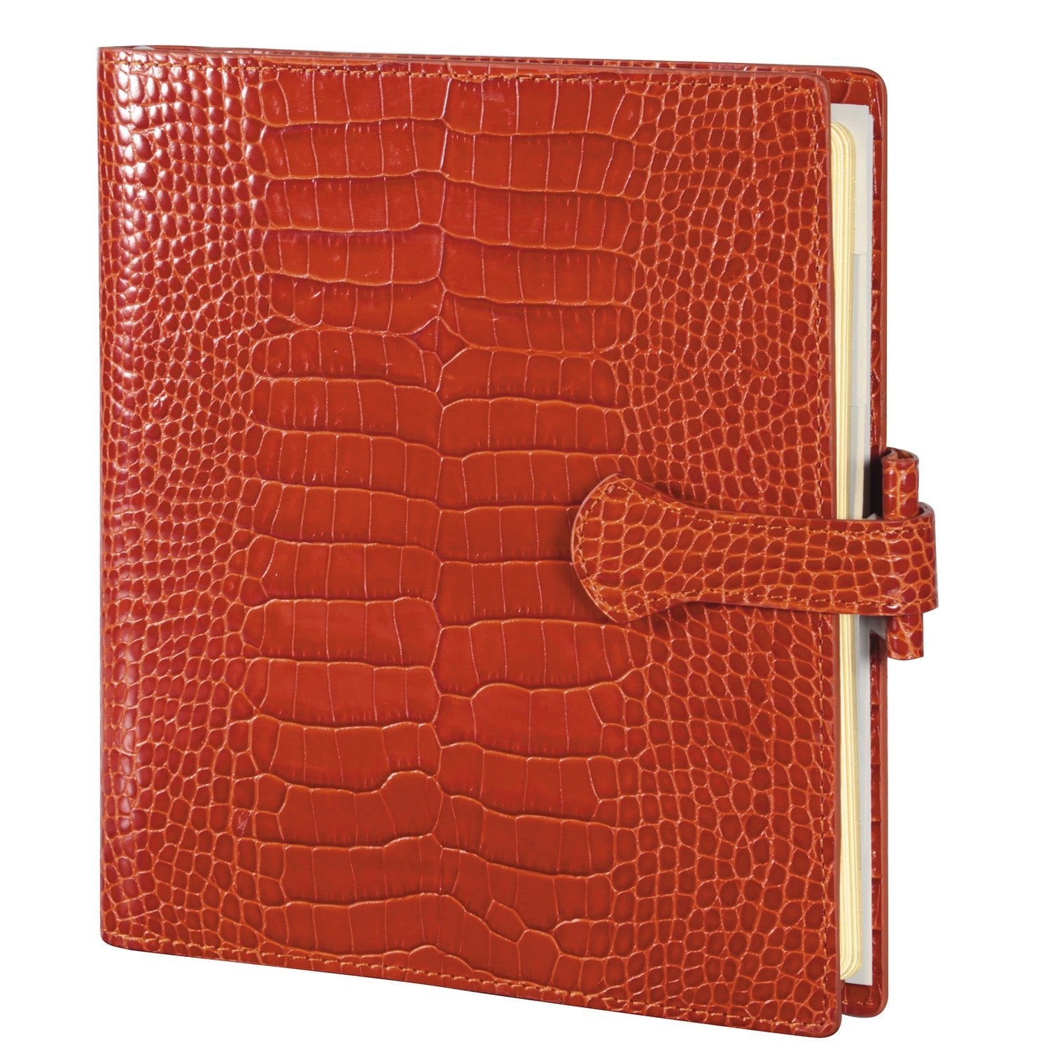 Organiseur Mignon AK17 Croco Savannah - 18.5 x 16.8 cm - 1 semaine sur 2 pages - Orange -