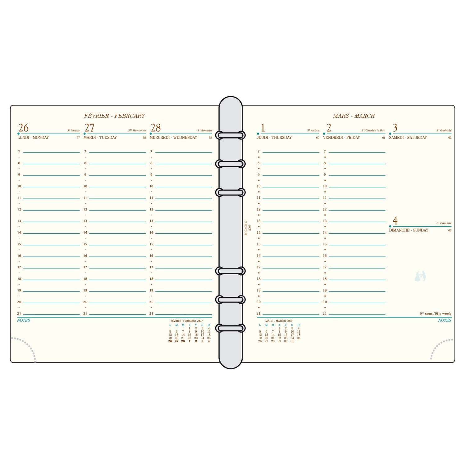 Organiseur Mignon AK17 Croco Savannah - 18.5 x 16.8 cm - 1 semaine sur 2 pages - Orange -