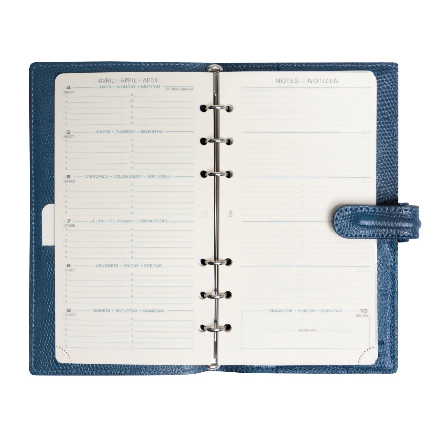Organiseur Mignon AK18 Bornéo - 17 x 9.4 cm - 1 semaine + notes - Bleu canard -