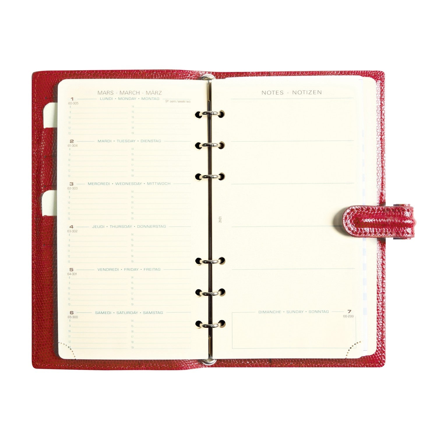 Organiseur Mignon AK18 Bornéo - 17 x 9.4 cm - 1 semaine + notes - Rouge -
