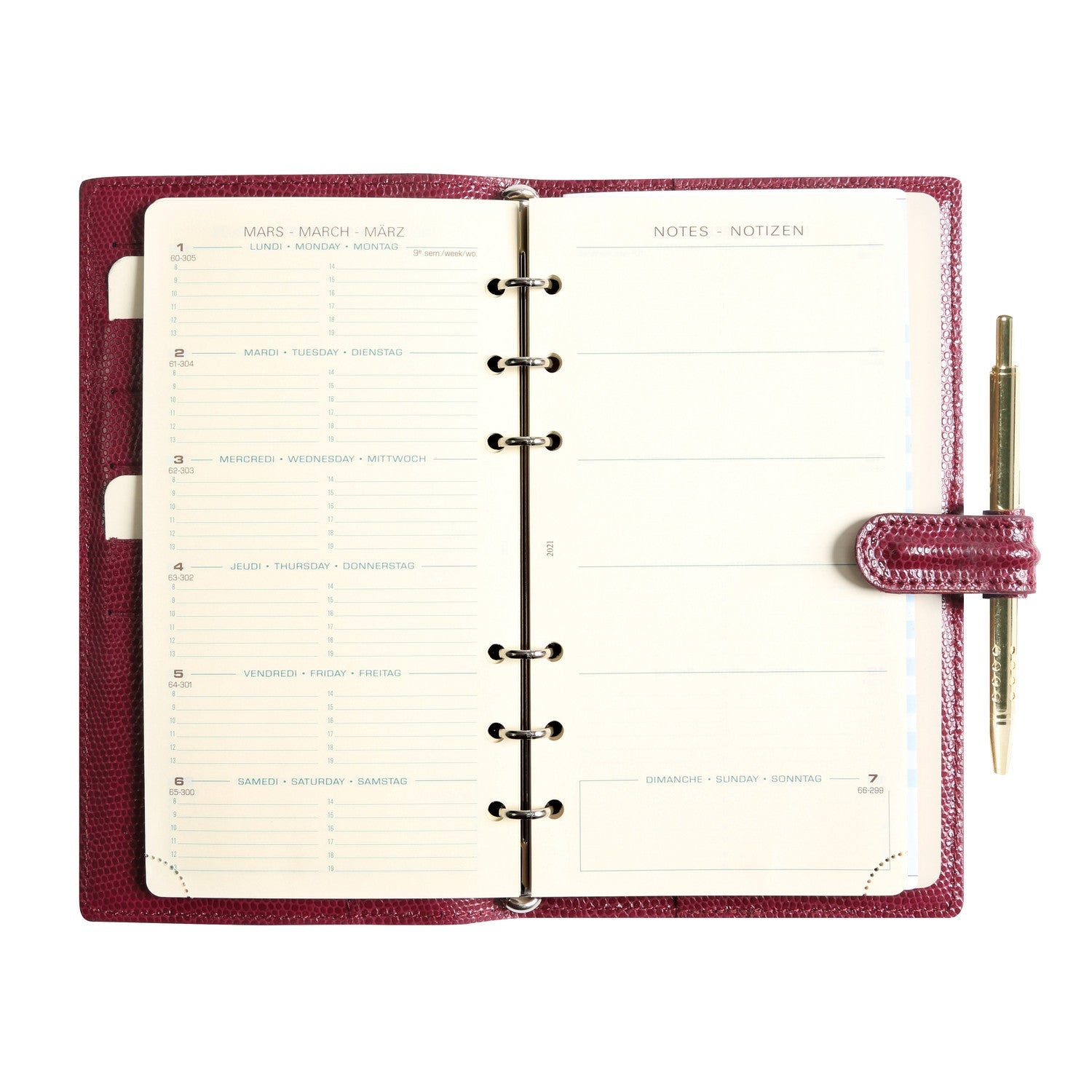 Organiseur Mignon AK18 Bornéo - 17 x 9.4 cm - 1 semaine + notes - Violet -