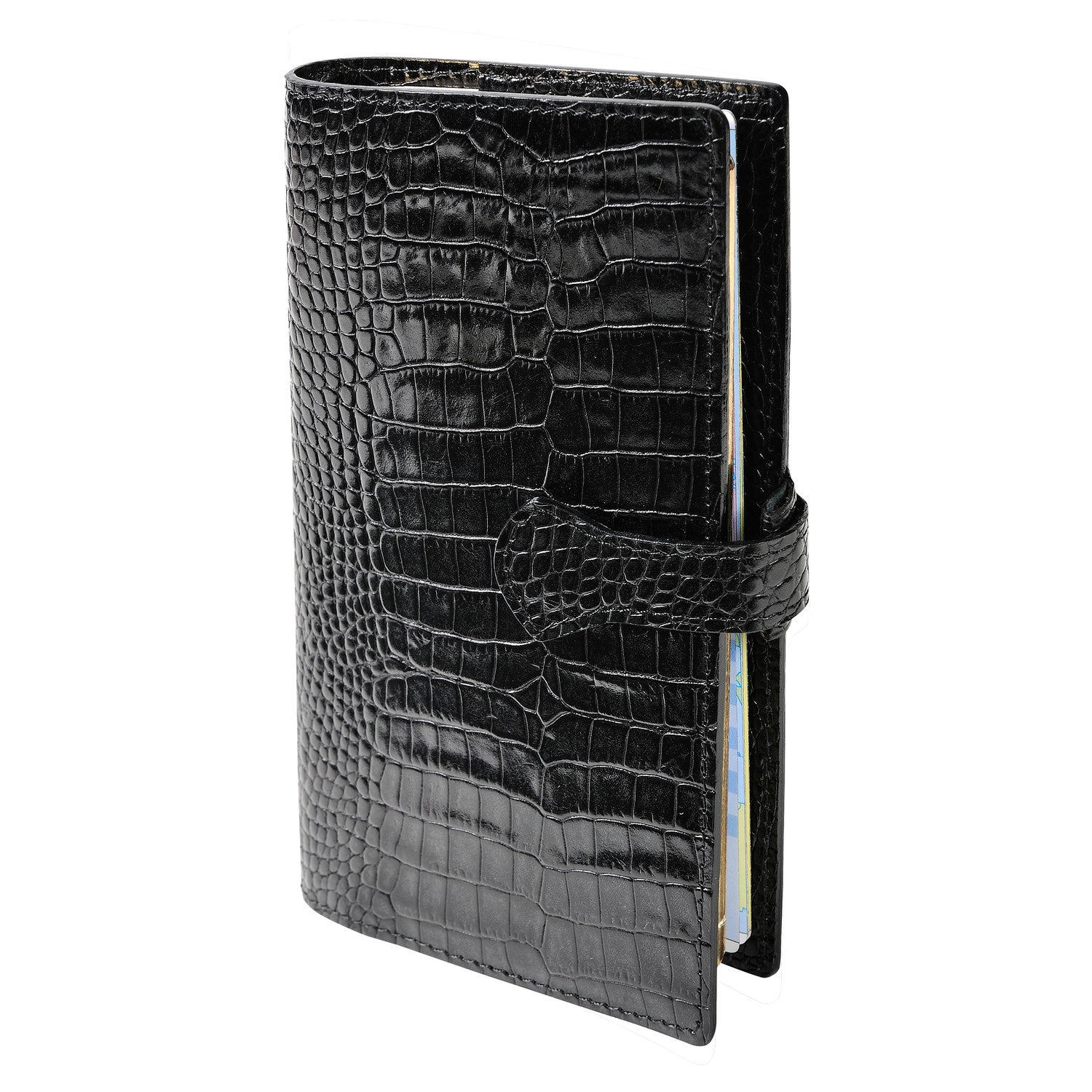 Organiseur Mignon AK18 Croco Savannah - 18.5 x 10.8 cm - 1 semaine + notes - Noir -