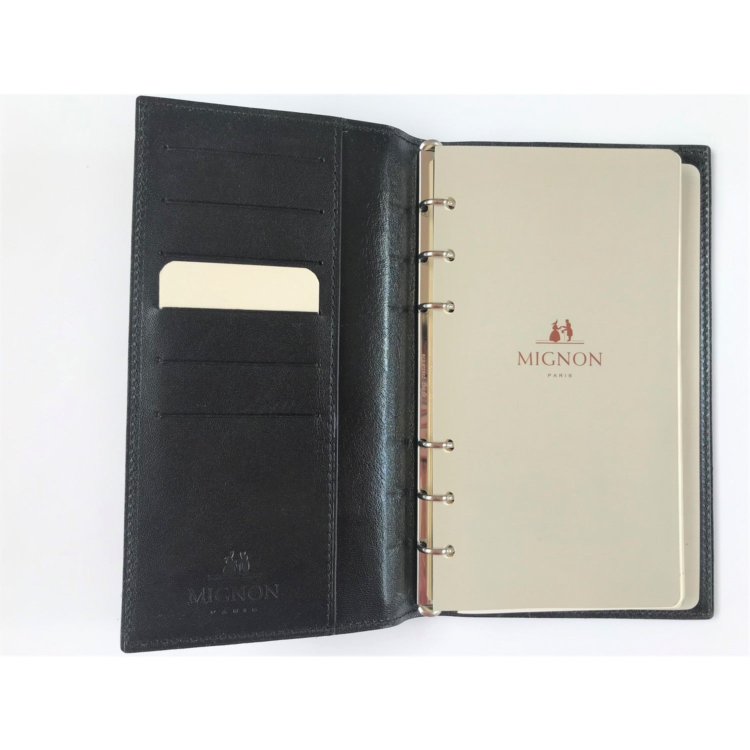 Organiseur Mignon AK18 Veau Boboli - 18.5 x 10.8 cm - 1 semaine + notes - Noir -
