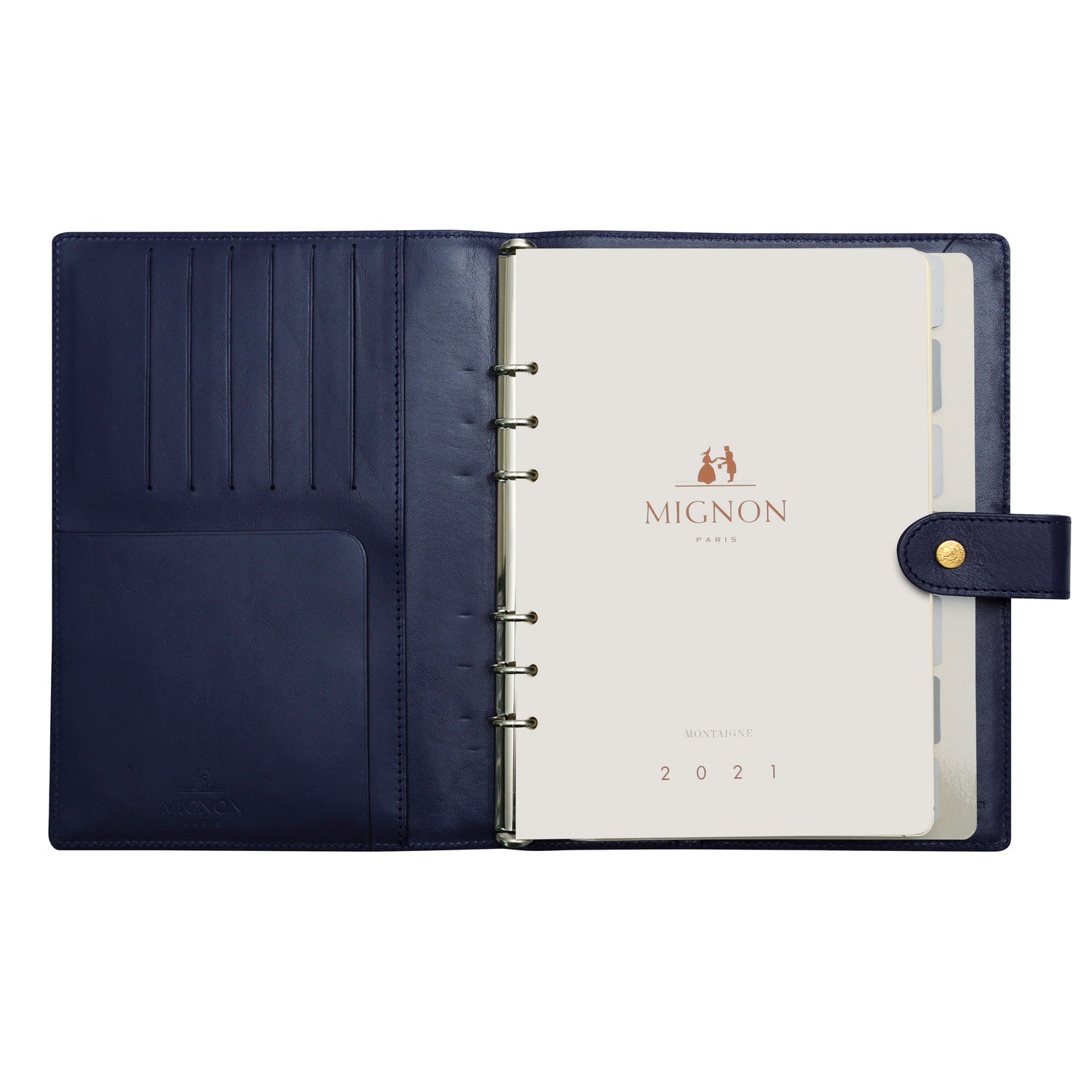 Organiseur Mignon AK22 Veau Boboli - 21 x 17.3 cm - 1 semaine sur 2 pages - Bleu marine -