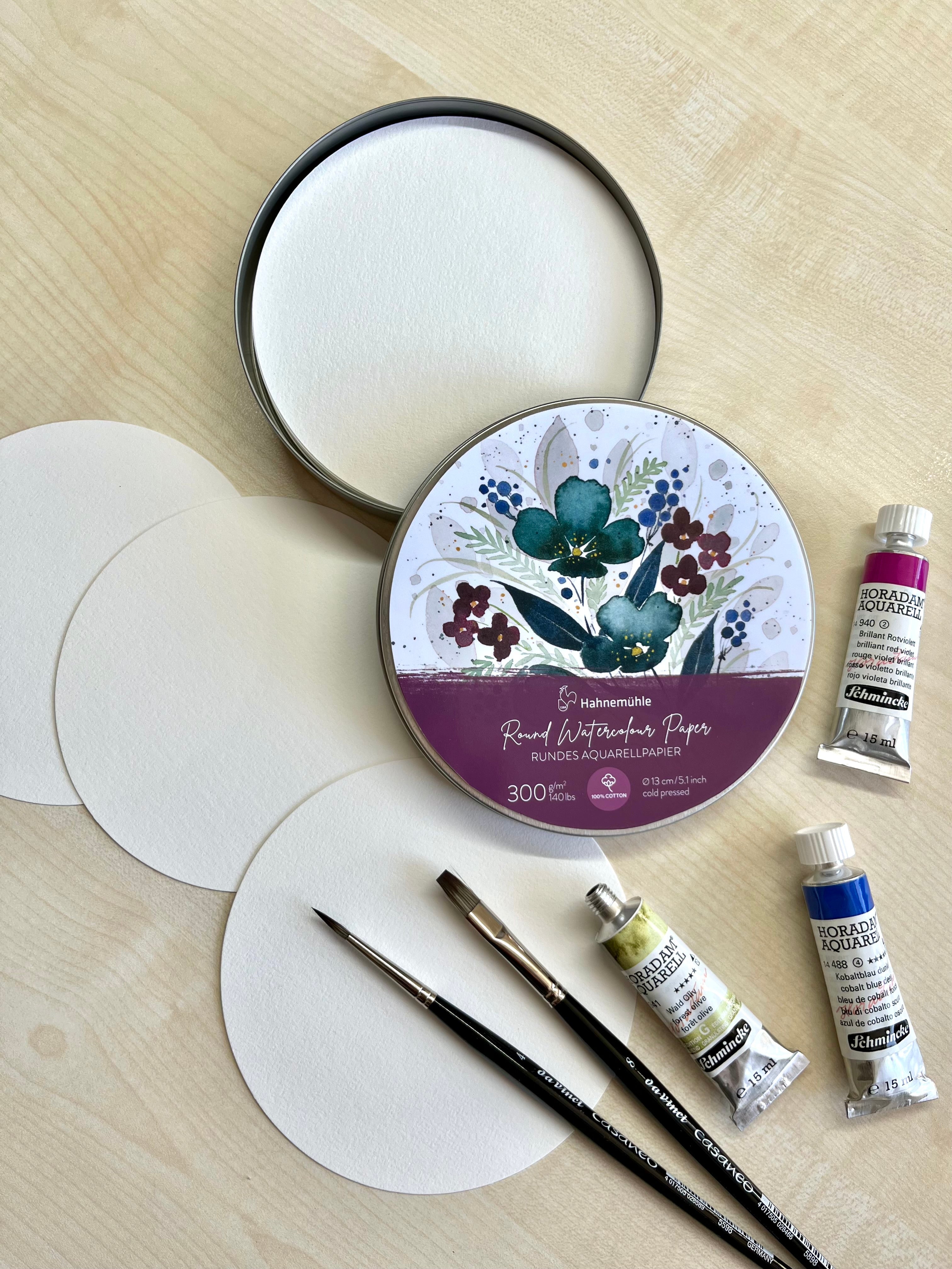Papier Rond Aquarelle - ø13 cm - Blanc - 4011367119720