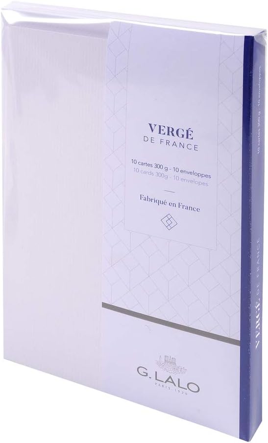 Set de correspondance Authentique Vergé de France format C6 - 10.7 x 22.9 cm / 11.4 x 16.2 cm - 300 g/m² / 100 g/m² - Extra-blanc - 3140290251502