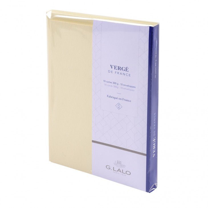Set de correspondance Authentique Vergé de France format C6 - 10.7 x 22.9 cm / 11.4 x 16.2 cm - 300 g/m² / 100 g/m² - Ivoire - 3140290251168