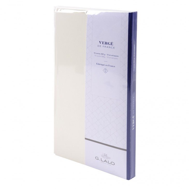 Set de correspondance Authentique Vergé de France format DL - 10.6 x 21.3 cm / 11 x 22 cm - 300 g/m² / 100 g/m² - Blanc - 3140290250000