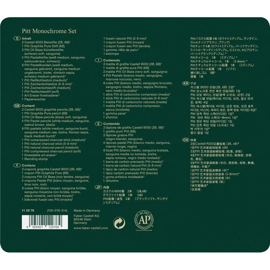 Set de crayons Pitt Monochrome - Boîte Métal 21 Pièces - 4005401129769