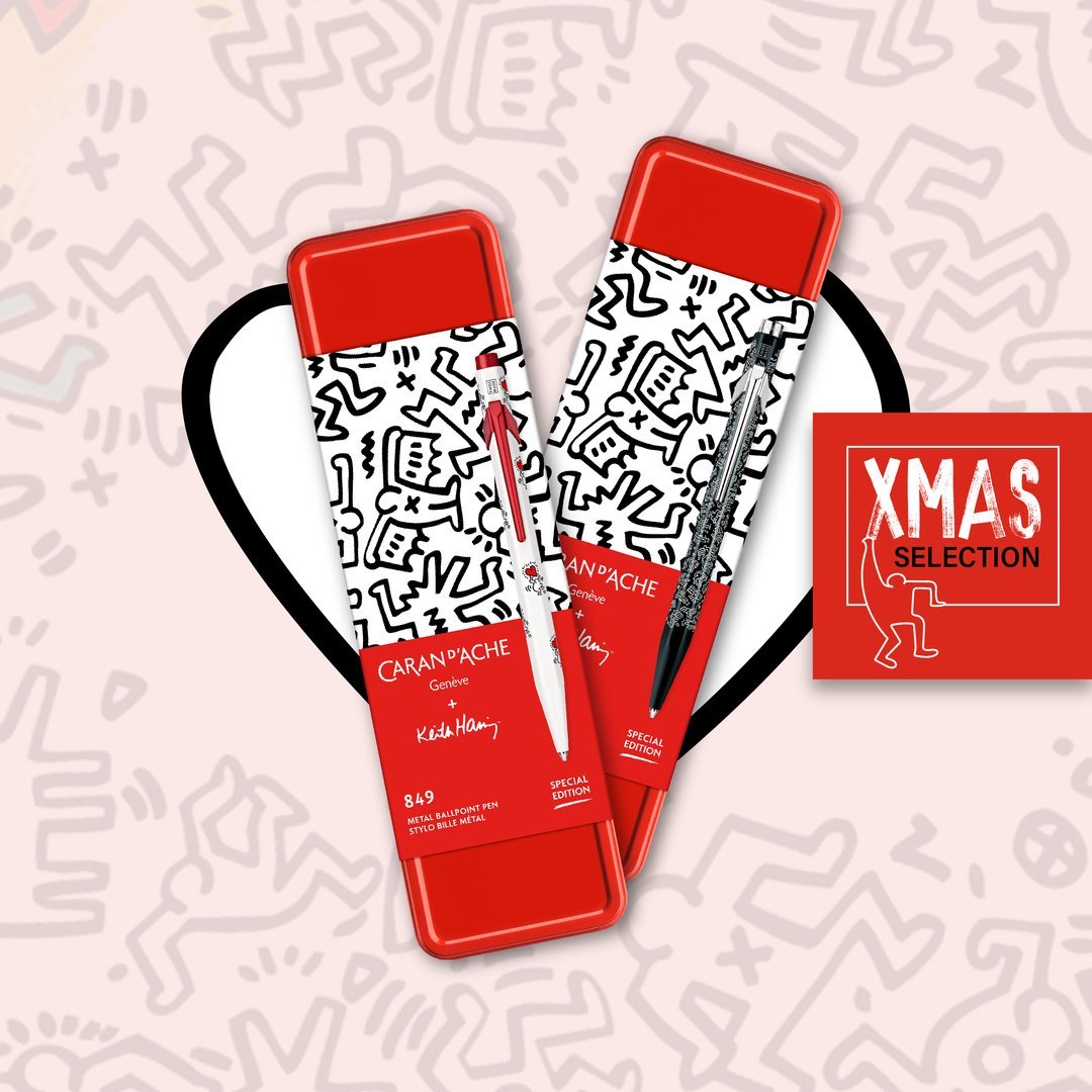 Stylo bille CARAN D'ACHE 849 Keith Haring Edition Spéciale - Medium (M) - Blanc - 7630002353793