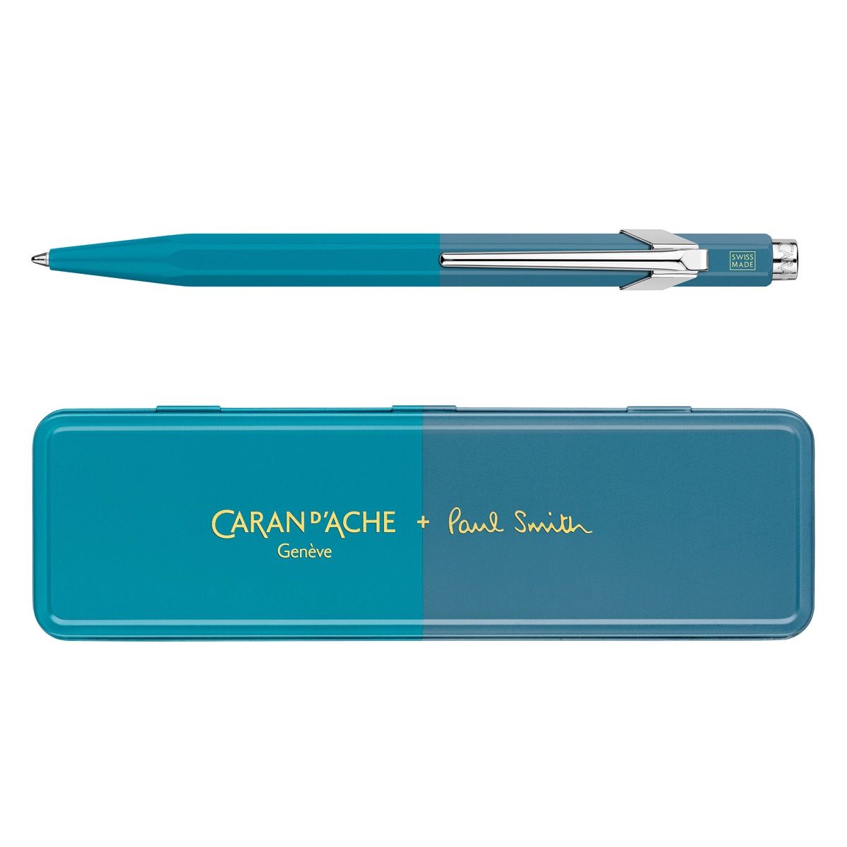 Stylo bille CARAN D'ACHE 849 Paul Smith Édition Spéciale 4 - Medium (M) - Cyan Blue & Steel Blue - 7630002353281