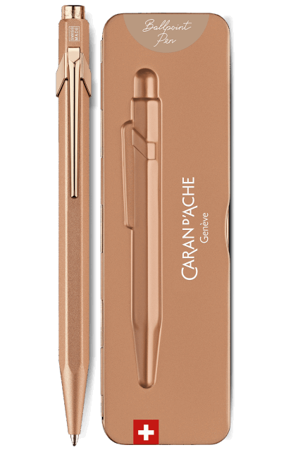 Stylo Plume Caran D'Ache 849 Fluoline - Pointe Moyenne, Corps Aluminium Rose, Design Hexagonal