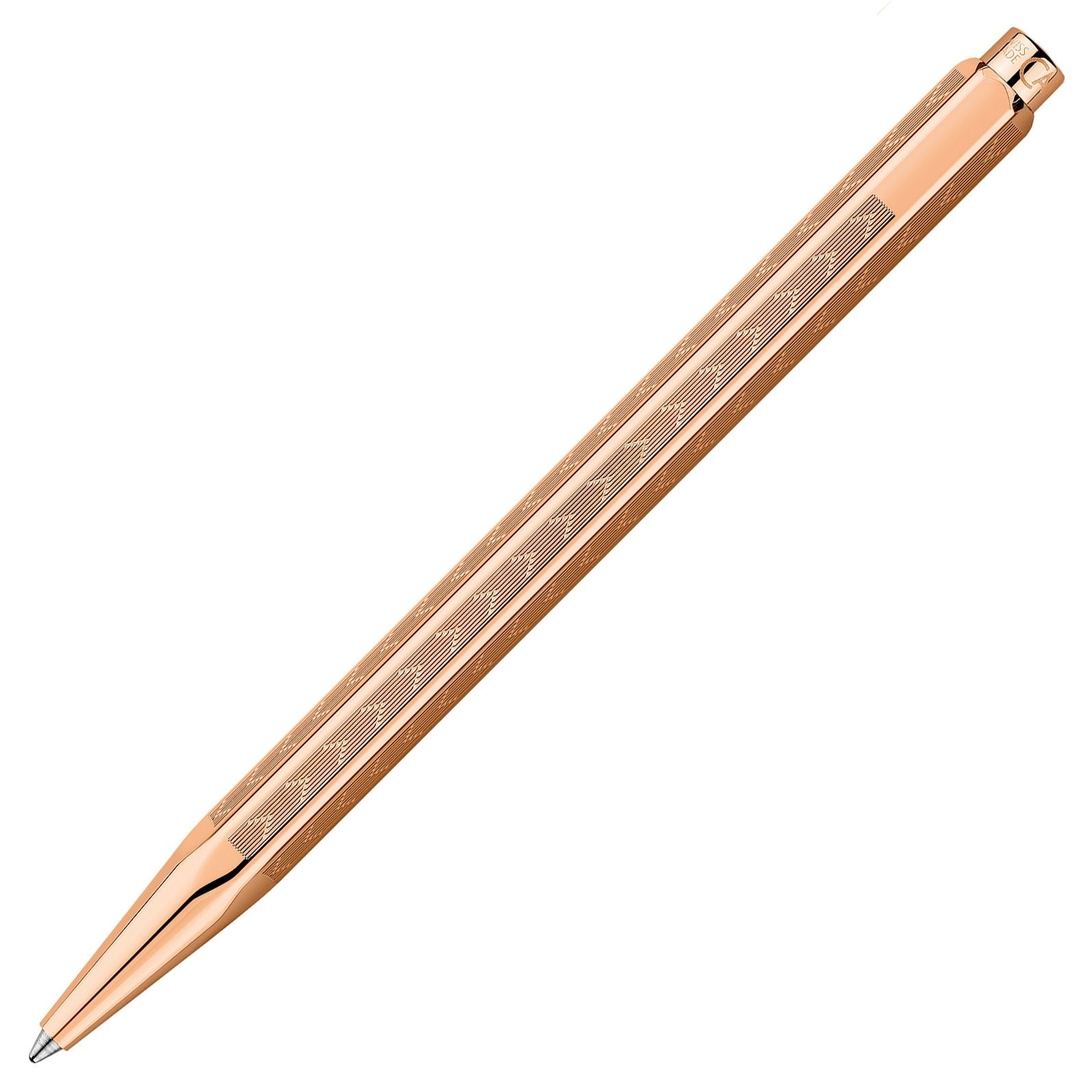Stylo bille CARAN D'ACHE Ecridor Chevron Doré Rose - Medium (M) - Doré Rose - -
