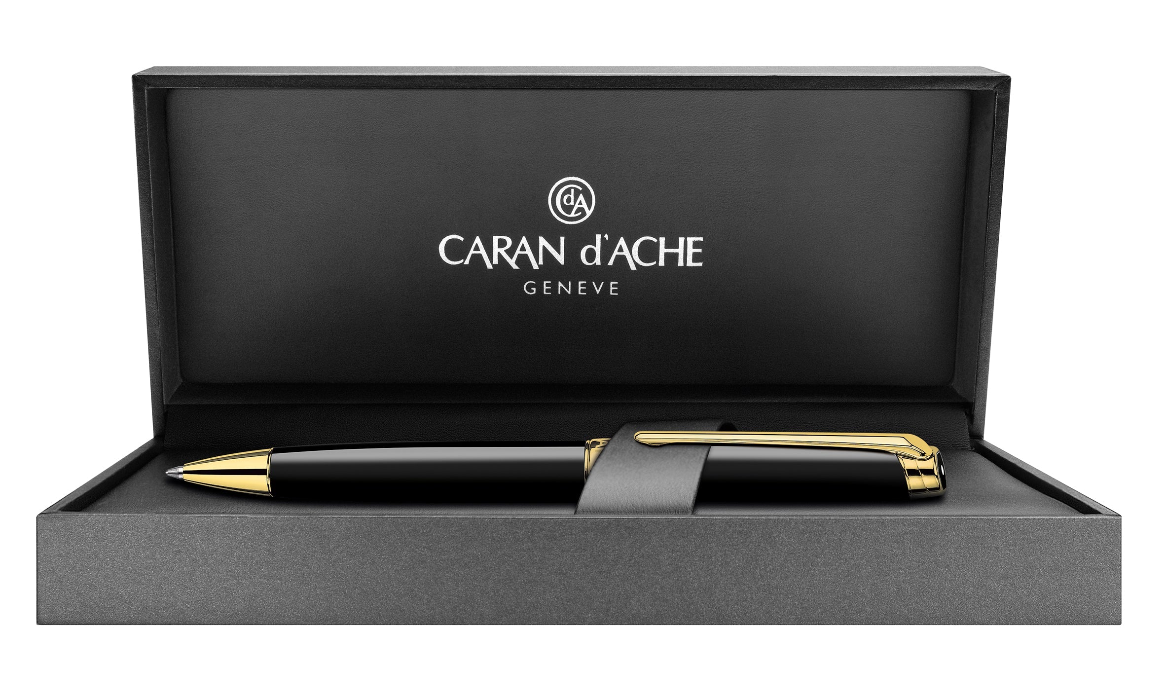 Stylo bille CARAN D'ACHE Léman Ebony Noir Plaqué Or - Medium (M) - Ebony noir plaqué or - -
